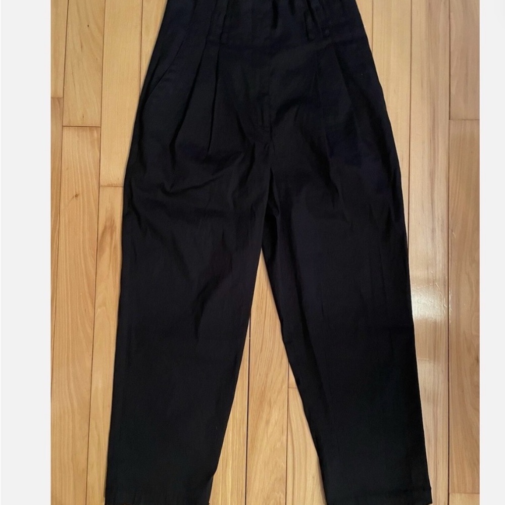 DEREK LAM 10 CROSBY Paper Bag Pants Black Trousers Pleated Linen Women's Size 20